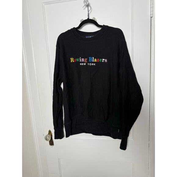 Rowing Blazers Embroidered Crewneck Pullover Black Sweatshirt Mens Sz XXL Preppy - Picture 1 of 6